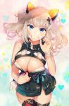  animal_ears baco_(user_dwxz2842) blue_eyes blush breasts cat_ears cleavage d-pad d-pad_hair_ornament eyebrows_visible_through_hair fake_animal_ears grey_hair hair_ornament hairclip highres kaguya_luna kaguya_luna_(character) large_breasts looking_at_viewer parted_lips short_hair short_twintails smile solo teeth thighhighs twintails 