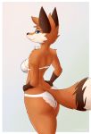  anthro blue_eyes butt canine clothed clothing cooliehigh female fox looking_at_viewer looking_back mammal red_fox smile solo 