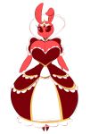  2018 anthro averyshadydolphin big_breasts breasts bunny_(averyshadydolphin) cleavage clothed clothing female front_view fur lagomorph mammal pink_fur queen rabbit royalty simple_background small_waist solo thick_thighs wide_hips 