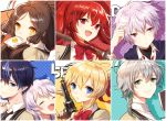  4girls add_(elsword) ainchase_ishmael ara_han blonde_hair blue_eyes brown_hair ciel_(elsword) closed_eyes commentary_request elesis_(elsword) elsword facial_mark fang food food_in_mouth green_eyes grey_hair gun holding holding_gun holding_weapon korean_commentary long_hair luciela_r._sourcream milkmyoya mouth_hold multiple_boys multiple_girls over_shoulder pointy_ears purple_eyes red_eyes red_hair rose_(elsword) sword sword_over_shoulder toast toast_in_mouth uniform weapon weapon_over_shoulder white_hair yellow_eyes 