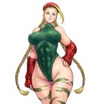  abs ass_visible_through_thighs beret blonde_hair blue_eyes braid breasts cameltoe cammy_white covered_navel covered_nipples fingerless_gloves gloves groin hand_on_hip hat leotard long_hair looking_at_viewer muscle muscular_female parted_lips scar shu-mai simple_background solo street_fighter toned twin_braids very_long_hair white_background 