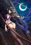  adsouto ass black_hair bloodstained:_ritual_of_the_night blue_eyes bra breasts brown_hair gradient_hair hair_between_eyes hair_ornament highres looking_at_viewer miriam_(bloodstained) multicolored_hair short_hair smile solo stained_glass underwear whip 