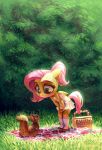  2018 anthro clothed clothing cute equine female fluttershy_(mlp) friendship_is_magic grass hair hi_res holivi mammal my_little_pony outside pegasus rodent squirrel wings young 
