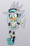  2018 5_fingers anthro clothing digital_media_(artwork) fur gloves grey_background grey_fur hedgehog itoruna male mammal silver_the_hedgehog simple_background sonic_(series) video_games yellow_eyes 