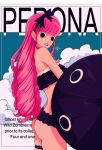  1girl ass back big_eyes black_eyes curvy hips holding_umbrella lipstick long_hair one_piece perona pink_hair red_lips solo thighs umbrella wide_hips 
