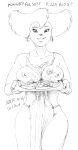  2018 anthro apron areola big_breasts breasts canine clothing david_siegl disney ear_piercing female food goof_troop hair mammal mature_female naked_apron nipples peg_pete piercing pizza smile solo standing 