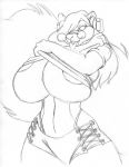  2018 anthro areola big_breasts breasts buckteeth clothed clothing eyewear female fluffy fluffy_tail glasses hair hair_over_eye haley_maruti headphones huge_breasts looking_at_viewer mammal monochrome navel portrait rodent shirt shirt_pull shorts sketch skimpy solo squirrel teeth thong three-quarter_portrait tongue tongue_out wide_hips wolfkidd 
