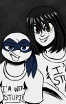  2018 anthro bandanna blue_eyes brown_eyes clothed clothing donatello_(tmnt) duo english_text fan_character female freckles human inkyfrog lily_(inkyfrog) looking_at_viewer male mammal mask mole_(marking) monster_truck_rembrandt_(inkyfrog) partially_colored reptile scalie smile teenage_mutant_ninja_turtles text tongue tongue_out turtle 