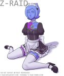  apron blue_eyes blue_hair blue_skin choker empty_eyes fi headdress high_heels maid_uniform solo the_legend_of_zelda thighhighs z-raid 