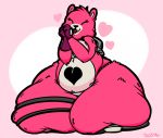  &lt;3 2018 anthro bear belly big_belly bluecatbutt breasts cuddle_team_leader female fortnite fur heart_nose huge_thighs hyper_thighs mammal overweight pink_fur simple_background solo thick_thighs wide_hips 