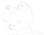  2018 anthro belly canine gyobu leaf male mammal overweight overweight_male scar solo tanuki tokyo_afterschool_summoners 