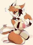  anthro big_breasts breasts calico_cat cat collar feline female heterochromia huge_breasts kanel kneeling looking_at_viewer mammal nipples solo thick_thighs voluptuous 