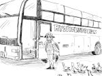  2015 ambiguous_gender animal_humanoid avian avian_humanoid beak biped bird black_and_white bus camera clothing digital_drawing_(artwork) digital_media_(artwork) female feral flight_attendant folded_wings footwear gesture gloves group hat hatching_(technique) head_wings holding_object humanoid humor japanese kemono_friends kurageto larger_female looking_at_another monochrome open_mouth open_smile passenger_pigeon passenger_pigeon_(kemono_friends) pigeon pun semi-anthro shadow shoes simple_background size_difference skirt smaller_ambiguous smile standing suit tour_guide tourist uniform vehicle visual_pun white_background wings 