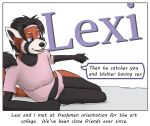  bed clothing colrblnd_(artist) comic duzt_(artist) english_text female lexi_redd mammal measureup panties pink_clothing red_panda text underwear 