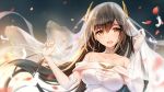  bisonbison brown_hair feathers hermes_(zhanjian_shaonu) long_hair orange_eyes wedding_attire zhanjian_shaonu 