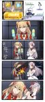  5koma admiral_hipper_(azur_lane) ahoge alternate_costume animal_ears azur_lane bangs bare_shoulders blonde_hair breasts bridal_gauntlets bunny_ears chinese comic commentary confused dress english eyebrows_visible_through_hair food food_theft gameplay_mechanics gloves green_eyes hair_between_eyes hat headband headgear highres hiryuu_(azur_lane) holding holding_food ice_cream_cone iron_cross japanese_clothes large_breasts long_hair looking_at_another looking_at_viewer looking_away machinery mole mole_on_breast multicolored_hair multiple_girls open_mouth parody pokemon pokemon_(game) ponytail prinz_eugen_(azur_lane) red_hair rigging silent_comic silver_hair smile souryuu_(azur_lane) streaked_hair sweatdrop translated two_side_up very_long_hair wedding_dress white_dress white_gloves white_hair wiping_mouth xiujia_yihuizi 