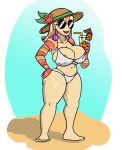  arms_(game) beach big_breasts bikini breasts clothing ear_piercing eyewear female humanoid lipstick log_draws lola_pop makeup mature_female nintendo nipple_slip not_furry piercing seaside slightly_chubby sun_hat sunglasses swimsuit tight_clothing video_games white_bikini wide_hips 