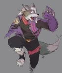  2018 anthro canine clothed clothing digital_media_(artwork) fur ginnosuke grey_background hi_res male mammal muscular nintendo open_mouth simple_background solo star_fox video_games wolf wolf_o&#039;donnell 