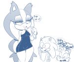 2018 anthro badger bedroom_eyes black_nose blush bracelet breasts canine clothed clothing digital_media_(artwork) dress eyelashes female female_focus fox fur gloves group half-closed_eyes hearlesssoul hedgehog jewelry male mammal miles_prower monochrome mustelid seductive solo_focus sonic_(series) sonic_boom sonic_the_hedgehog standing sticks_the_jungle_badger tight_clothing 