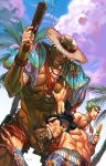  3boys abs bara beach blush body_hair brothers drooling erection facial_hair fellatio genji_(overwatch) hanzo_(overwatch) mccree_(overwatch) multiple_boys muscle outdoors overwatch penis popsicle public saliva sucking summer sweat tattoo testicles water yaoi 
