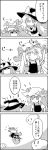  apron bow cloud comic commentary_request crescent flying greyscale hat hat_bow hat_removed hat_ribbon headwear_removed headwear_switch heat highres in_container in_sack kirisame_marisa long_hair mob_cap monochrome patchouli_knowledge ribbon sack shaded_face short_hair smile tani_takeshi touhou translation_request witch_hat yukkuri_shiteitte_ne |_| 