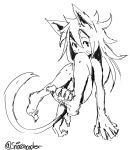  black_and_white cat claws feline female hair long_hair looking_at_viewer mammal monochrome nude sketch snoozincopter 