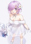  :d breasts choker cleavage collarbone dress eyebrows_visible_through_hair fate/grand_order fate_(series) flower fou_(fate/grand_order) from_above gloves hair_flower hair_ornament hair_over_one_eye highres lily_(flower) looking_at_viewer mash_kyrielight medium_breasts open_mouth pumps purple_eyes purple_hair ribbon ribbon_choker see-through shiao short_dress short_hair simple_background sleeveless sleeveless_dress smile solo standing white_background white_dress white_flower white_footwear white_gloves white_ribbon 