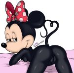  &lt;3 2018 absurd_res anthro anus black_nose breasts butt clitoris disney driae female half-closed_eyes hi_res looking_at_viewer mammal minnie_mouse mostly_nude naughty_face plump_labia presenting presenting_anus presenting_pussy pussy rodent side_boob signature solo takeshi1000 