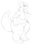  anthro big_breasts breasts dengon female nidoqueen nintendo nipples nude pok&eacute;mon pok&eacute;mon_(species) simple_background solo standing thick_thighs video_games white_background 