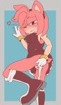  2018 against_wall amy_rose anthro blush bottomless butt clothed clothing cum cum_drip cum_inside digital_drawing_(artwork) digital_media_(artwork) dress dripping female footwear gloves green_eyes hair hairband hedgehog mammal pussy simple_background solo sonic_(series) standing tyhat upskirt video_games 