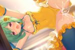  1girl :o arm_warmers armpits black_legwear bow breasts breasts_outside censored clothed_sex covered_navel cum cum_in_pussy doggystyle female_orgasm flower_knight_girl food_themed_hair_ornament frills from_below game_cg green_hair hair_bow hair_ornament hetero leaning_forward leotard mosaic_censoring nipples official_art open_mouth orgasm overflow penis pepo_(flower_knight_girl) pumpkin_hair_ornament red_eyes sex shiny shiny_skin short_hair small_breasts solo_focus spread_legs sugimeno thighhighs vaginal yellow_bow yellow_leotard 