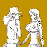  1boy 1girl breasts cleavage large_breasts nami_(one_piece) one_piece smile usopp 