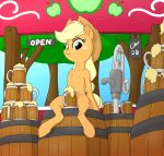  2018 applejack_(mlp) blonde_hair convenient_censorship digital_media_(artwork) drake_drachenlicht earth_pony english_text equine female feral freckles friendship_is_magic fur hair hi_res horse looking_at_viewer mammal my_little_pony pony solo text 
