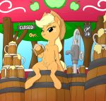  2018 applejack_(mlp) blonde_hair digital_media_(artwork) drake_drachenlicht earth_pony english_text equine female feral freckles friendship_is_magic fur hair hi_res horse looking_at_viewer mammal my_little_pony pony solo teats text 