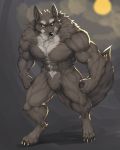  abs anthro biceps big_muscles black_nose canine captainjohkid claws digital_media_(artwork) fur hi_res male mammal muscular pecs standing were werewolf 
