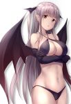  arms_under_breasts bad_id bad_twitter_id bikini black_bikini black_gloves breast_hold breasts cleavage cowboy_shot criss-cross_halter crossed_arms demon_girl demon_wings elbow_gloves eyebrows_visible_through_hair gloves halterneck highres large_breasts long_hair navel o-ring o-ring_bikini o-ring_top orange_eyes original parted_lips pasdar pointy_ears sidelocks silver_hair simple_background solo swimsuit two_side_up very_long_hair wings 