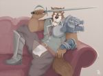  2018 anthro armor biceps canine clothing digital_media_(artwork) fur male mammal melee_weapon roni_orin sword weapon 