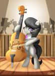  2018 black_hair bow_(stringed_instrument) bow_tie cello coldbrewcoffee concert cute cutie_mark earth_pony equine eyelashes eyeshadow female feral friendship_is_magic grin hair hi_res holding_musical_instrument holding_object hooves horse inside long_hair looking_at_viewer makeup mammal mascara music musical_instrument my_little_pony nude octavia_(mlp) pony portrait purple_eyes signature silhouette smile solo spotlight stage standing teeth wood wood_floor 