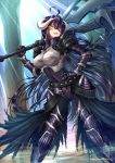  :d adsouto ahoge albedo armored_boots artist_name axe black_pants boobplate boots breastplate breasts breasts_apart covered_navel floating_hair gauntlets hair_between_eyes hand_on_hilt highres holding holding_axe horns large_breasts long_hair open_mouth over_shoulder overlord_(maruyama) pants purple_hair shoulder_armor slit_pupils smile solo spaulders standing sunlight very_long_hair waist_cape weapon weapon_over_shoulder yellow_eyes 