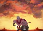  animated_skeleton bone cloud greyradian papyrus_(undertale) sans_(undertale) scarf skeleton sky smile sunset undead undertale video_games 