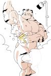  2018 abs anthro biceps digital_media_(artwork) feline fur hi_res kemono male mammal muscular muscular_male nipples nude pecs shower syukapong tiger white_tiger 