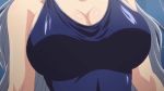  10s 1girl animated animated_gif areolae assisted_exposure breasts gakuen_de_jikan_yo_tomare large_breasts nipples school_swimsuit swimsuit 