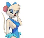  2018 blue_eyes bow_ribbon breasts clothed clothing disney eyelashes eyeshadow female fully_clothed fur looking_at_viewer makeup mammal miss_kitty_mouse mouse pink_nose rodent saran-rape side_boob simple_background smile solo standing the_great_mouse_detective white_background white_fur 