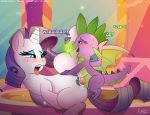  beauty_mark bedroom_eyes cum dialogue dragon equine female feral fire fire_breathing friendship_is_magic half-closed_eyes horn horse lennonblack male male/female mammal my_little_pony pony rarity_(mlp) seductive sex spike_(mlp) unicorn wings 