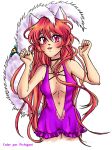  animal_humanoid artemis_tsukino bell blush breasts cat_humanoid clothing dress feline female hair humanoid long_hair long_tail mammal open_mouth pichigani pink_eyes pink_hair smile solo unknown_artist 