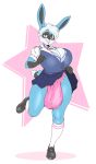  anthro big_breasts blush boosterpang breasts bulge clothed clothing dickgirl huge_breasts hyper hyper_bulge intersex lagomorph looking_at_viewer mammal rabbit smile solo standing 