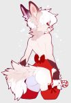  anthro butt candy candy_cane canine clothed clothing crossdressing eyes_closed food fox garter_belt garter_straps junebuq male mammal nipples smile solo standing 
