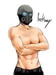  abs character_name chest crossed_arms hector_hivers male_focus mask navel resident_evil resident_evil_operation_raccoon_city shirtless simple_background solo syobumoga white_background 