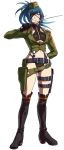 alternate_costume belt black_gloves black_panties blue_hair boots breasts earrings eyepatch garrison_cap gloves hat holding_whip holster jewelry leona_heidern medium_breasts military military_hat military_uniform no_pants official_art ogura_eisuke panties riding_crop simple_background snk snk_heroines:_tag_team_frenzy solo the_king_of_fighters thigh_boots thigh_holster thigh_strap thighhighs underboob underwear uniform whip 