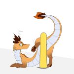  2017 a_questionable_pony_blog antlers bollard dragon female feral frustrated fur furred_dragon horn madrigal mouthless pole pussy raised_leg raised_tail rubbing simple_background solo white_background yellow_eyes 